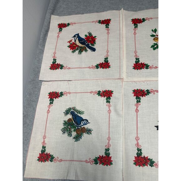 Vintage Cranston Print Works Christmas Bird Quilt Squares Set 7 8.5" Cotton Fabr - Picture 5 of 9